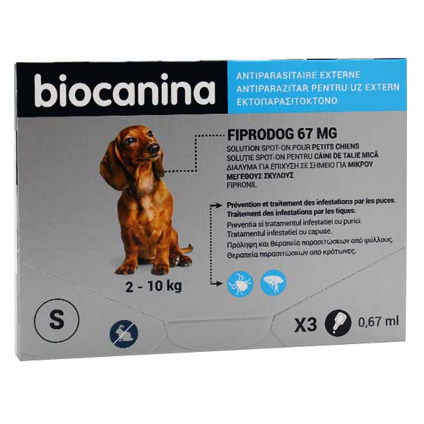Biocanina FiproDog 67mg Petit Chien boite de 3 pipettes - Prix