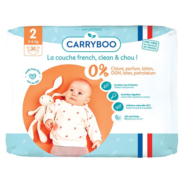 1 paquet de 56 couches Carryboo taille 2 - Carryboo