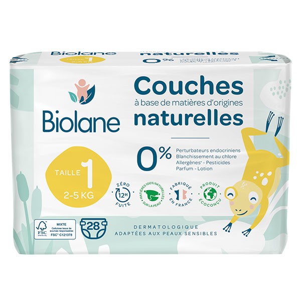 Biolane Couches écologiques Taille 1 - 28 couches - Pharmacie en ligne