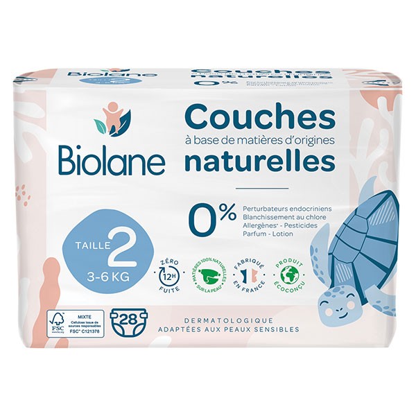 Biolane - Couches / Langes écologiques - Taille 1 - 2 à 5 kg - 28