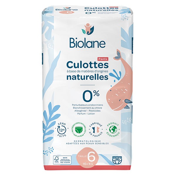 BIOLANE - Couches culottes - Taille 4 (8-15kg) - Zéro fuite pendant 12h -  Pack 1 mois - 126 Couches Pants - Eco-responsable - Fabriquées en France