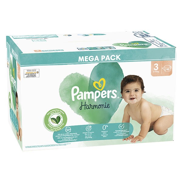 Pampers Harmonie Couches Taille 3 90 Couches 6kg - 10kg Protection