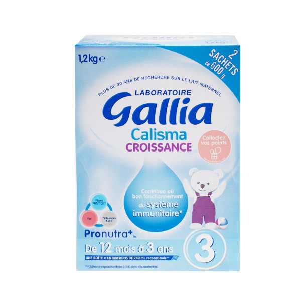 Laboratoire Gallia - Calisma Croissance 3ème âge - Lait en Poudre pour Bébé  - Sans Huile de Palme - Lait Bébé dès 12 mois - Lot de 3x1,2kg : :  Epicerie
