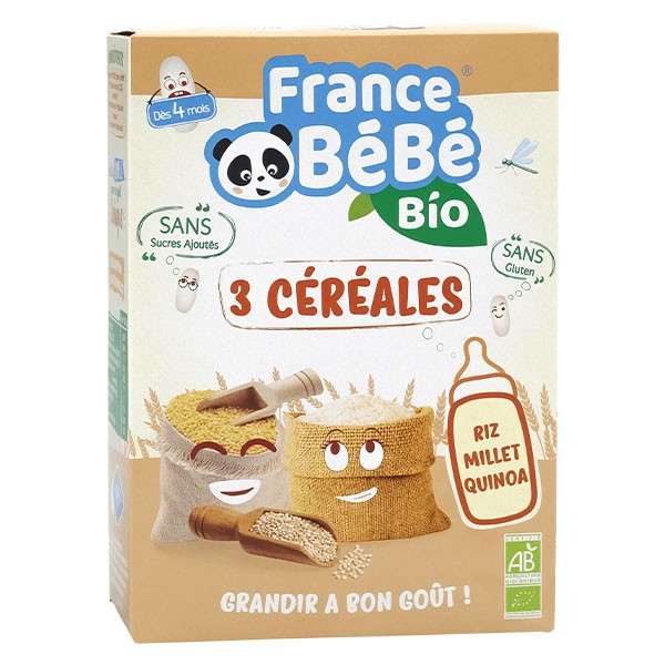 BabyBio Céréales Infantiles 3 Céréales Nature Blé Avoine Riz (Dès
