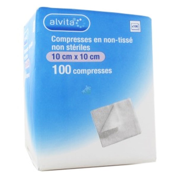 Alvita compresses stériles en non-tissé 50 sachets de 2 compresses
