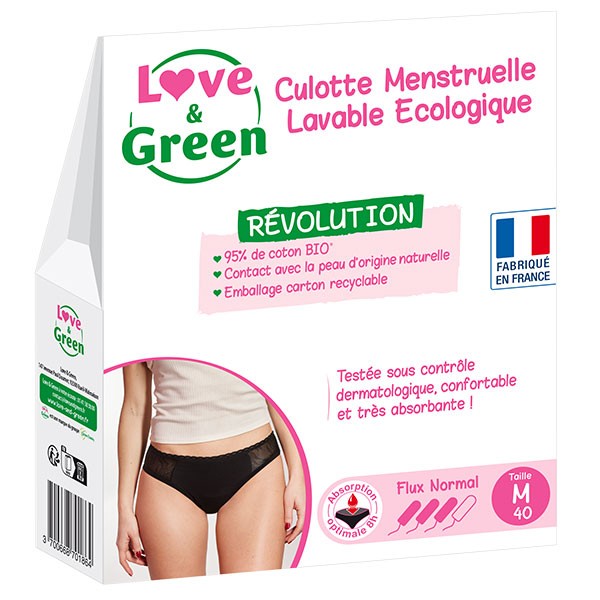 Love & Green Culotte Menstruelle Lavable Ecologique Taille 40 Flux Normal | Pas cher