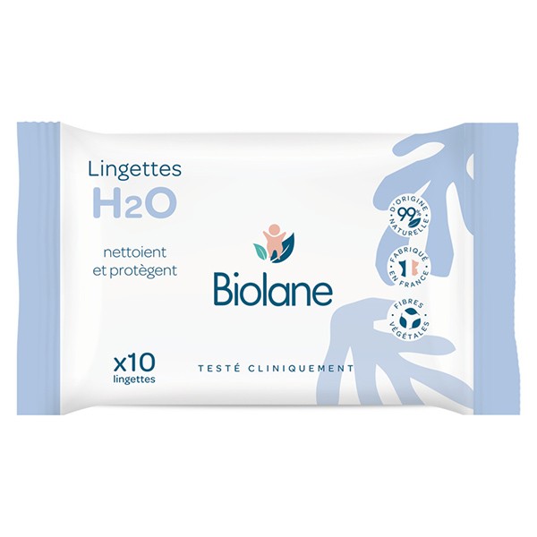 Biolane Bain & Toilette Lingette H2O 10 unités | Pas cher