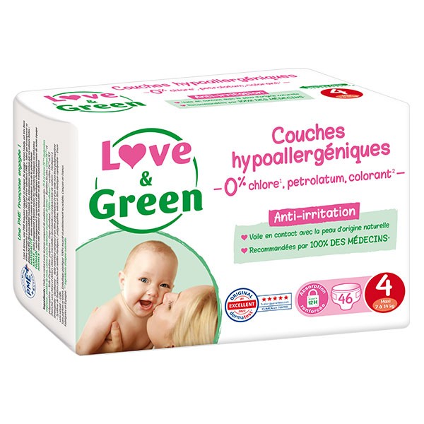 Love And Green Couches Hypoallergéniques Taille 4 7 à 14Kg Paquet de 46 -  MonClubBeauté
