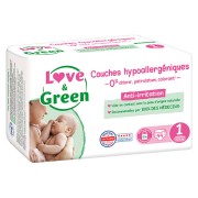 LOVE & GREEN Couches écologiques taille 1 (2-5kg) 23 couches pas cher 